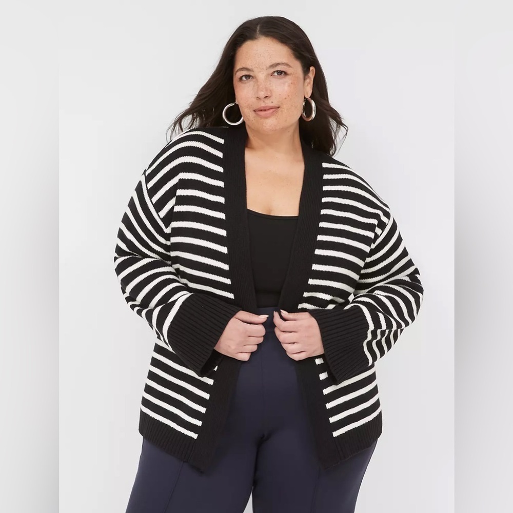 Lane Bryant NWT Striped Open Cardigan